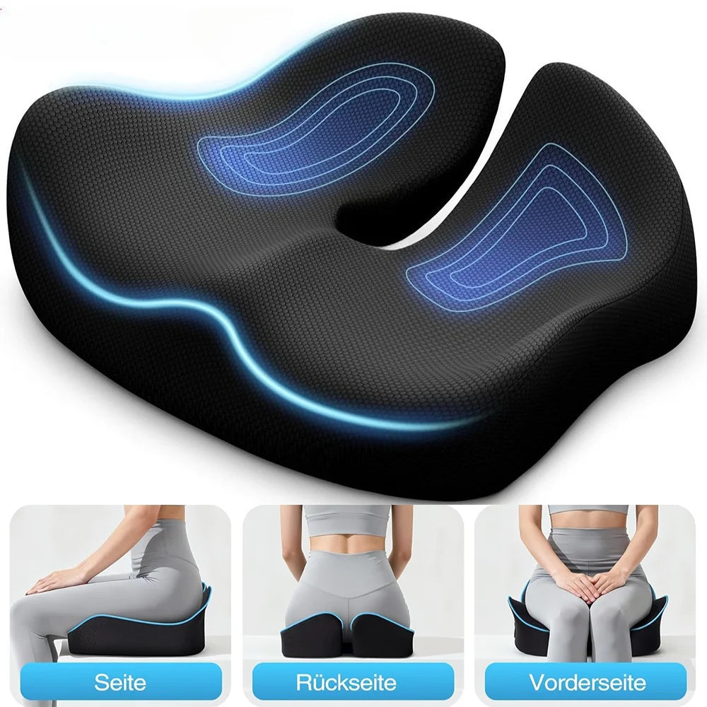 SeAt Cushion, Memory Foam Office Chair Seat Cushion for Office Chairs/Car/Long Trip/Desk Chair/Gaming, Extra Large Size for Scia