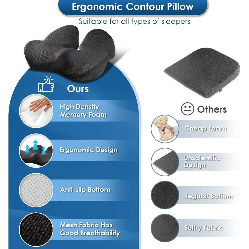 SeAt Cushion, Memory Foam Office Chair Seat Cushion for Office Chairs/Car/Long Trip/Desk Chair/Gaming, Extra Large Size for Scia