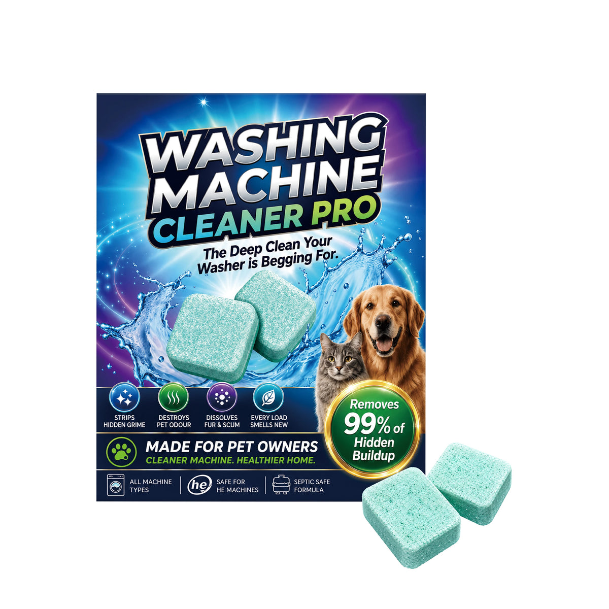 Washing Machine Cleaner Tablets Deep Cleaning Descaler For Pet Owners Removes Hidden Grime Pet Odor Fur Scum All Washer Types