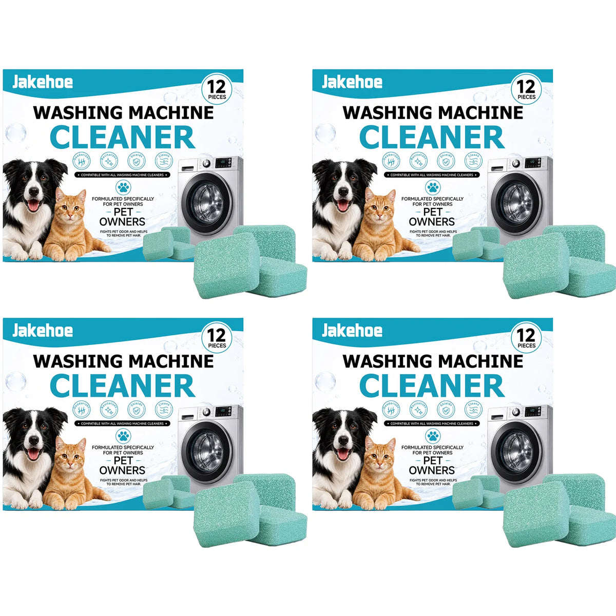 Washing Machine Cleaning Tablets Removing Mold Stains & Pet Hair Eliminating Odours Prevent Bacterial Growth Washer Tank Cleanser