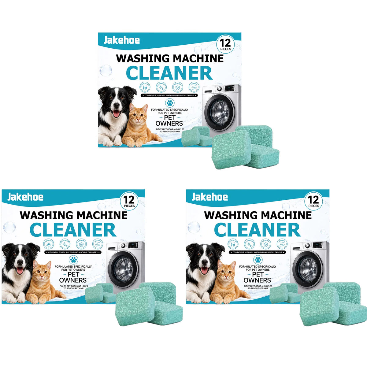 Washing Machine Cleaning Tablets Removing Mold Stains & Pet Hair Eliminating Odours Prevent Bacterial Growth Washer Tank Cleanser