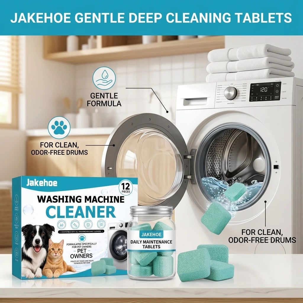 Washing Machine Cleaning Tablets Removing Mold Stains & Pet Hair Eliminating Odours Prevent Bacterial Growth Washer Tank Cleanser