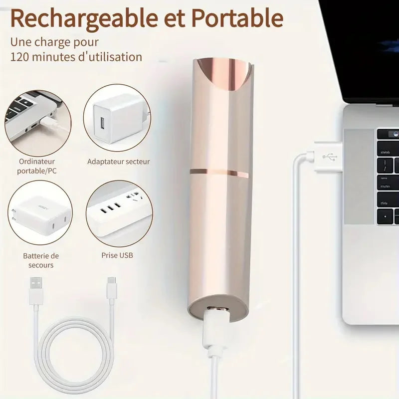 2-in-1 Facial and Eyebrow Trimmer: A Rechargeable Painless Facial Eyebrow Shaver for the Face, Lips, and Body