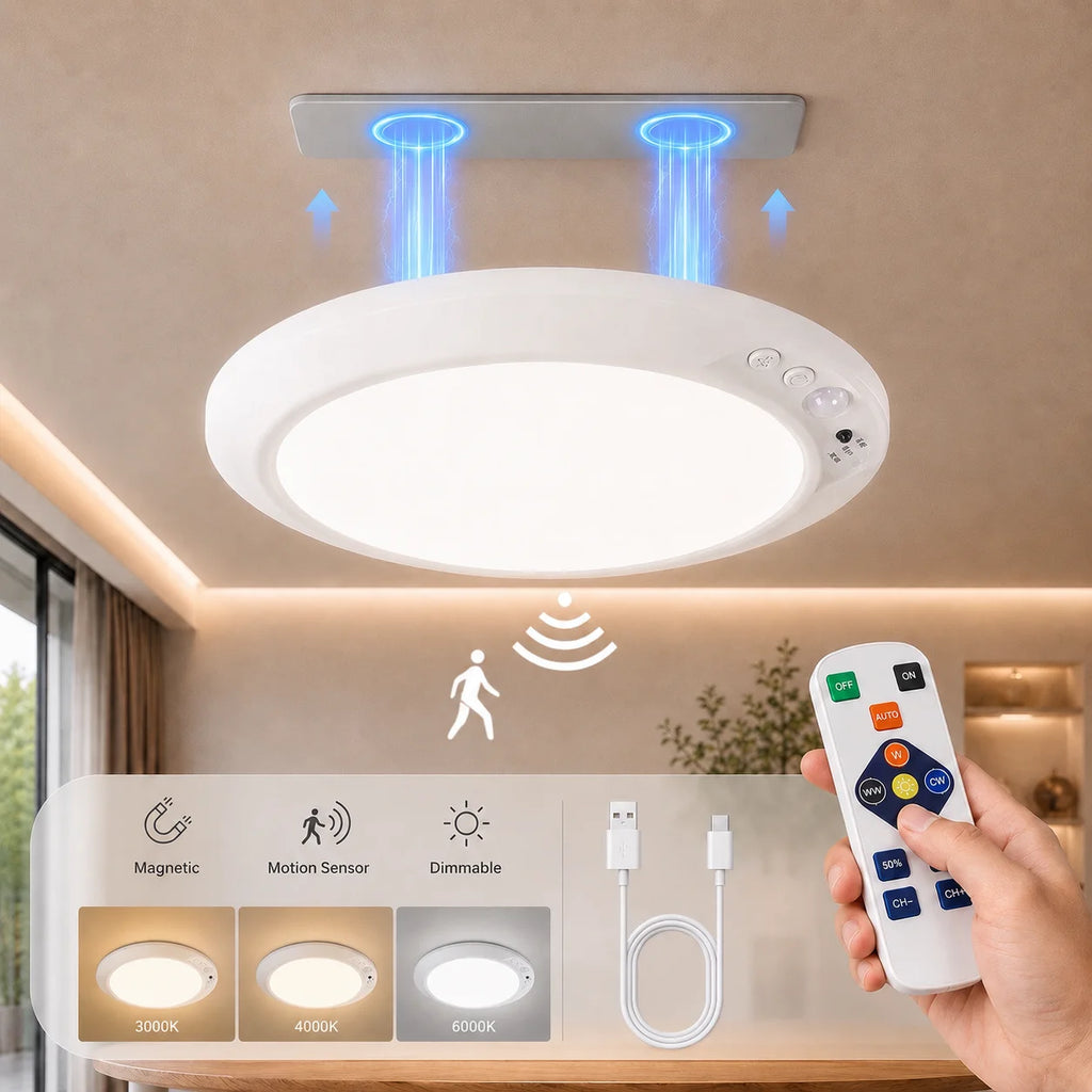 Motion Sensor LED Ceiling & Wall Light – Wireless, USB-C Rechargeable, Magnetic